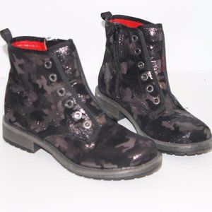 NEW Dolce Vita Big Girl's Combat Moto Boots Black Shimmer Camo Sparkly  Sz 1